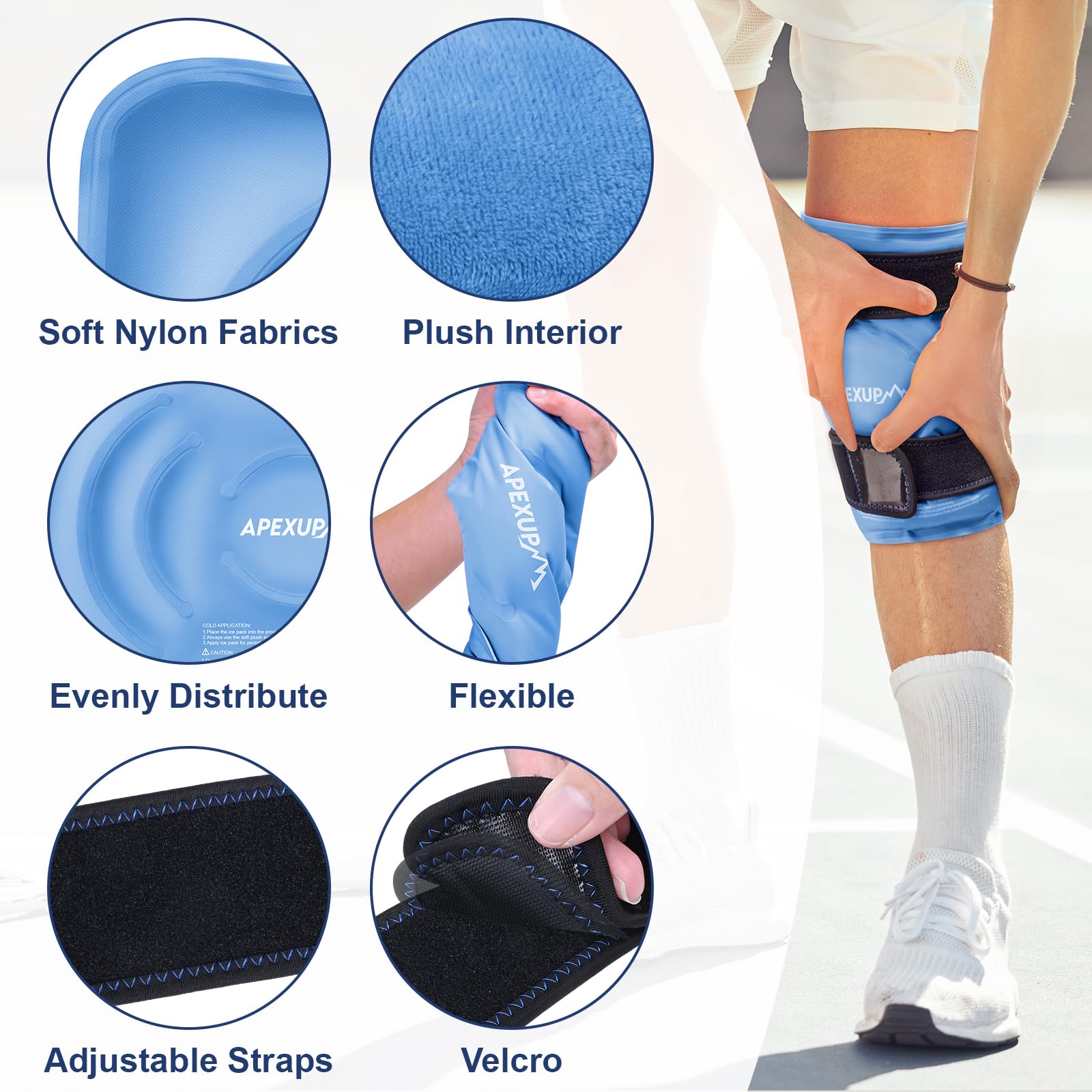 Apexup reusable gel ice pack showing flexible design