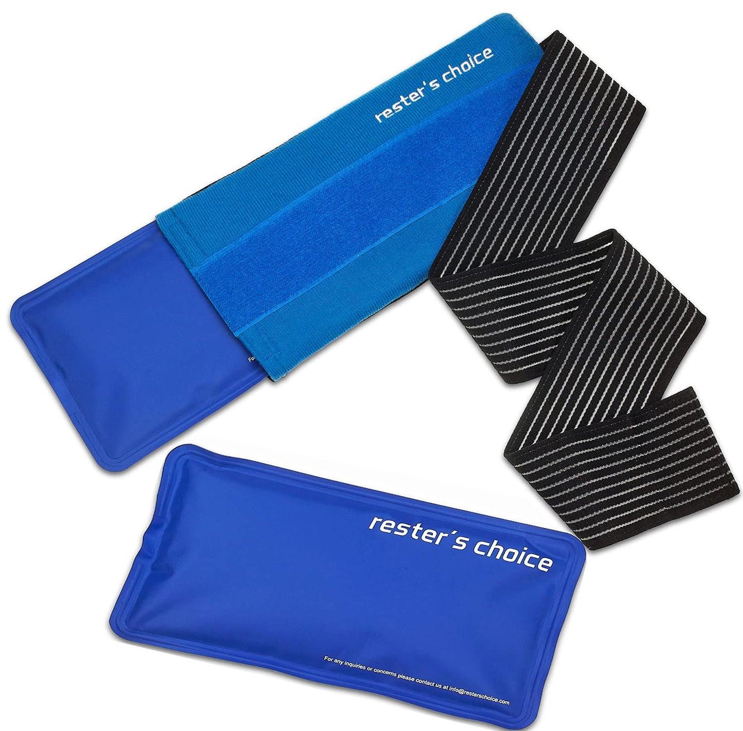 Two 5x10 inch Rester's Choice gel ice packs for injuries