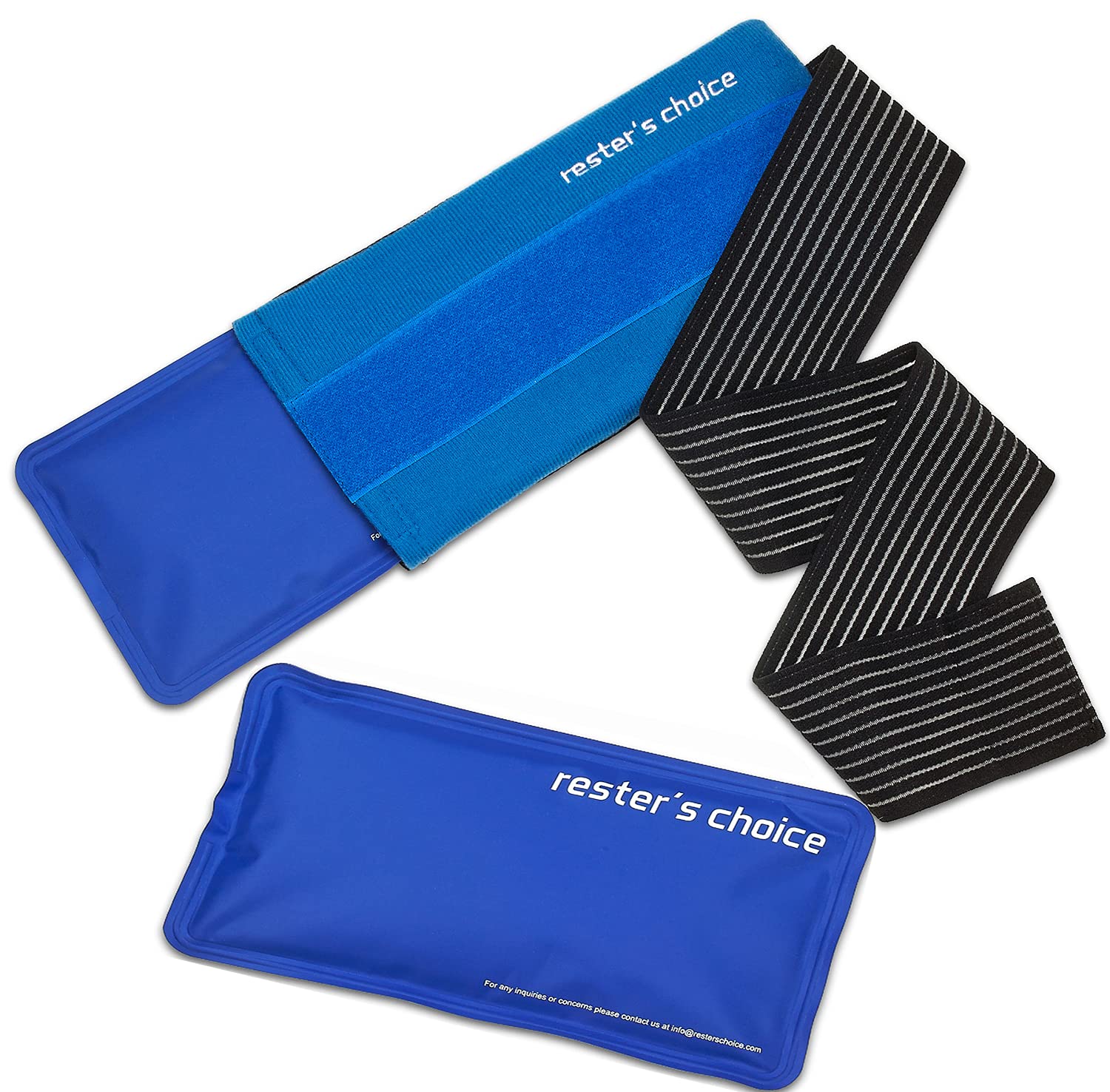 Two 5x10 inch Rester's Choice gel ice packs for injuries