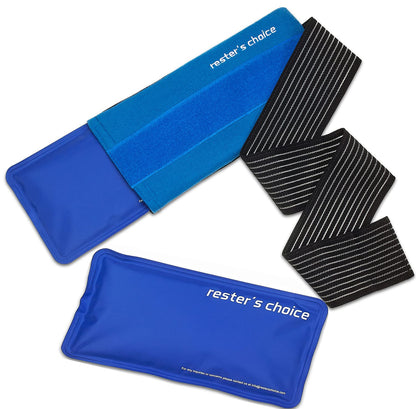 Two 5x10 inch Rester's Choice gel ice packs for injuries
