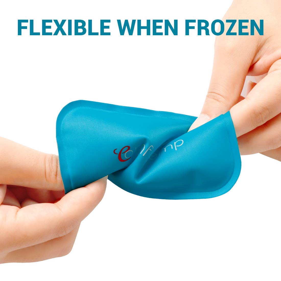Small ice pack applied to a forehead for headache