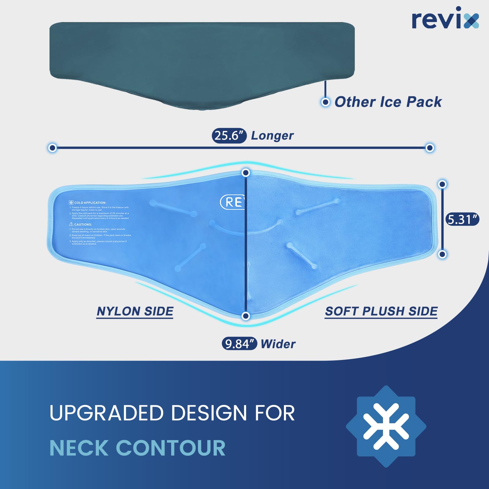 Revix reusable hot cold gel wrap being used for neck recovery.