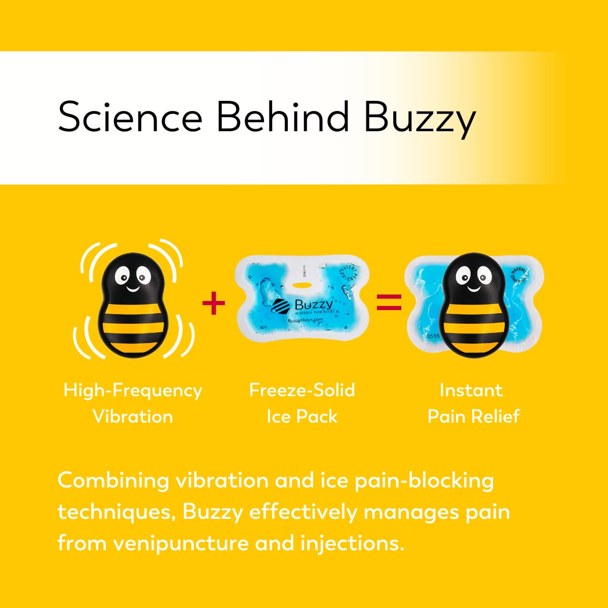 Buzzy device used for insulin injection comfort