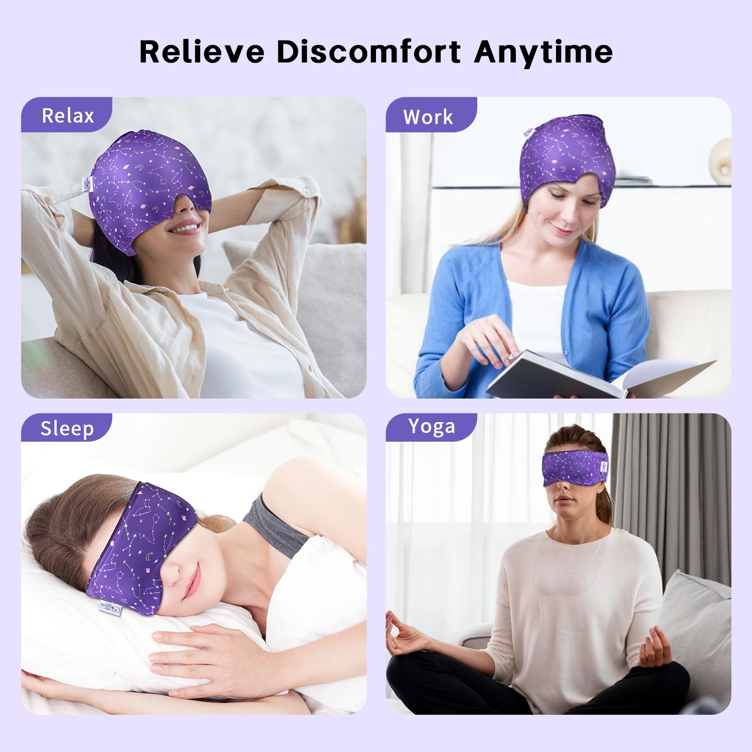 Two pack migraine relief cap set for stress and sinus relief