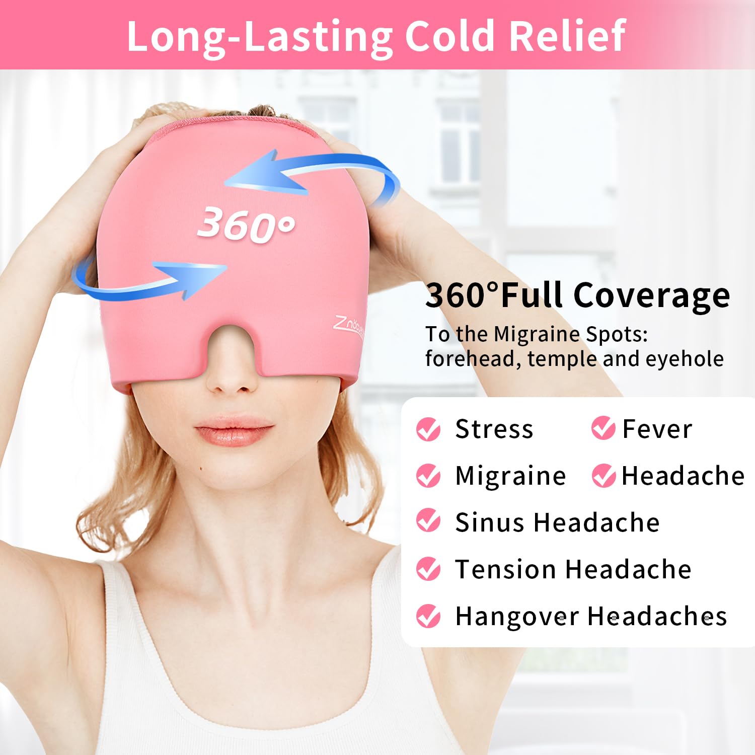 ZnÃ¶cuetÃ¶d cold cap for migraine tension relief