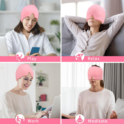 Model wearing ZnÃ¶cuetÃ¶d headache relief cap