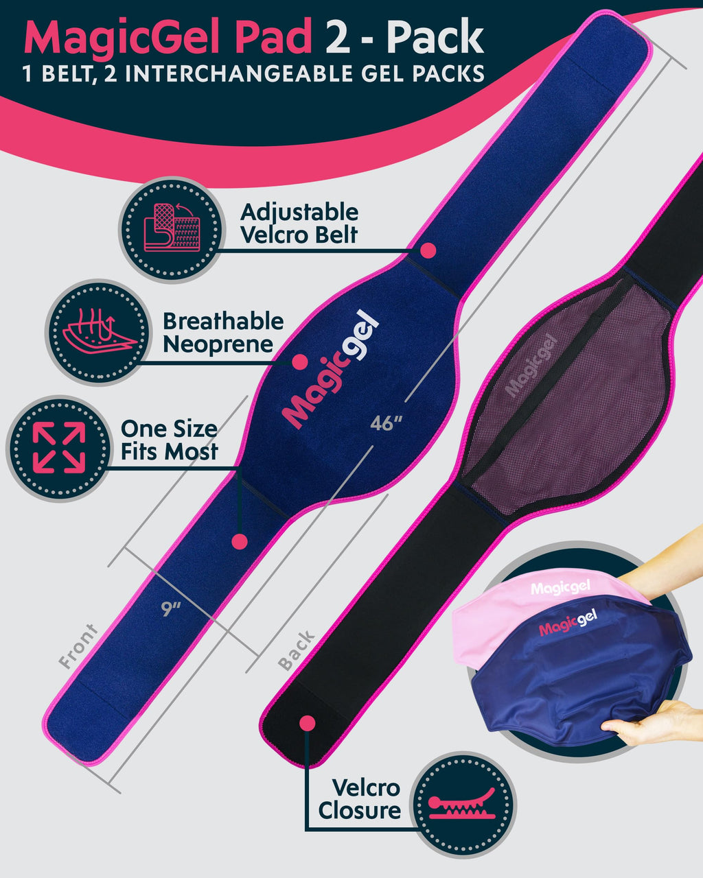 Magic Gel back wrap with secure strap closure