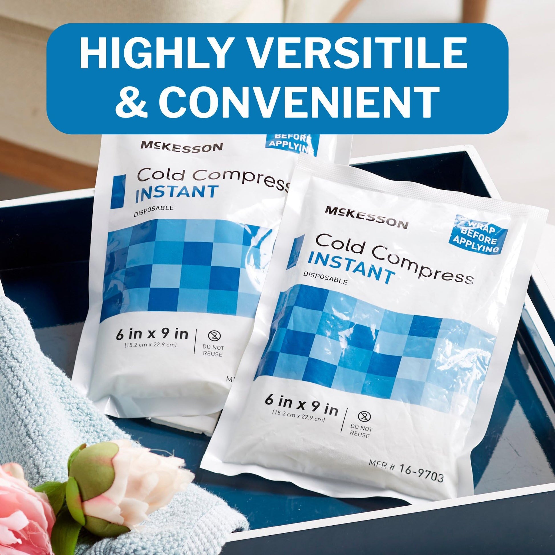 Storage ready McKesson disposable ice packs for travel