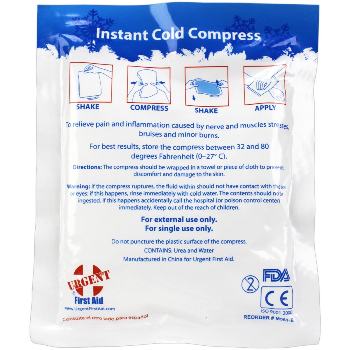 Close up of disposable cold compress packaging