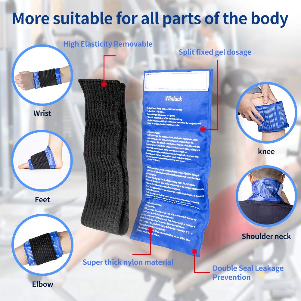 Winluck reusable hot and cold gel compress pack with adjustable strap