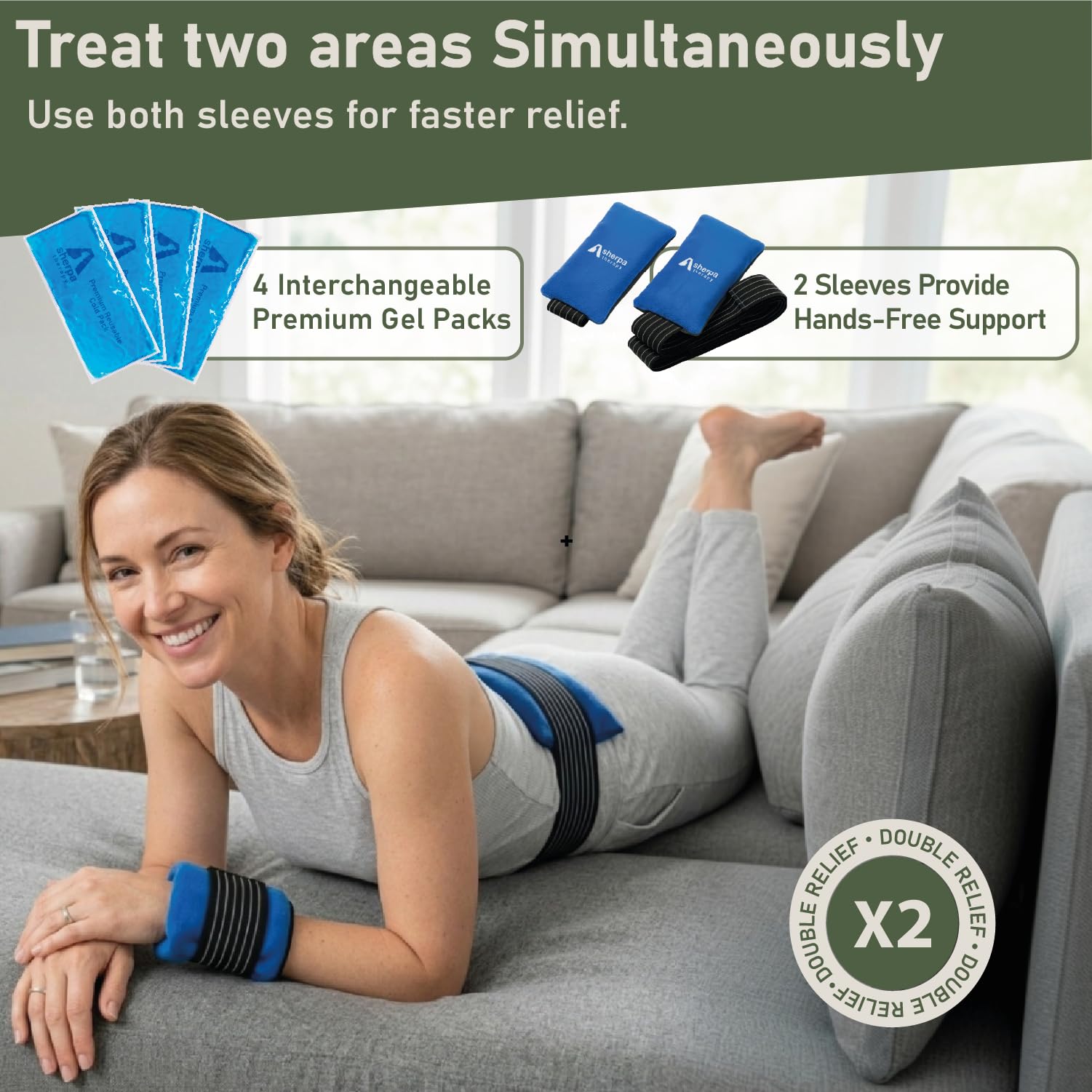 Sherpa Therapy ice pack being removed from a microwave