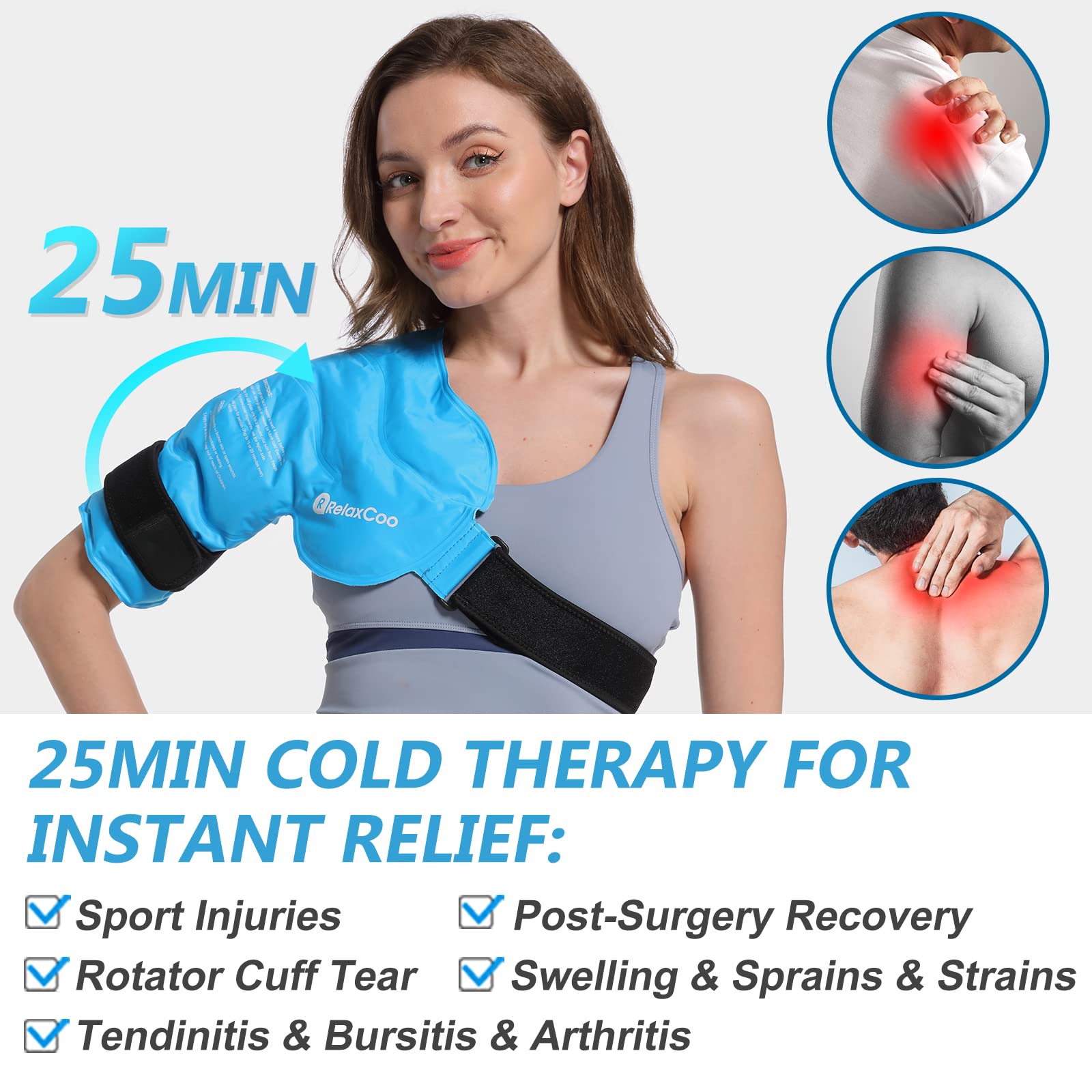 RelaxCoo gel ice wrap showing soft plush side for skin comfort