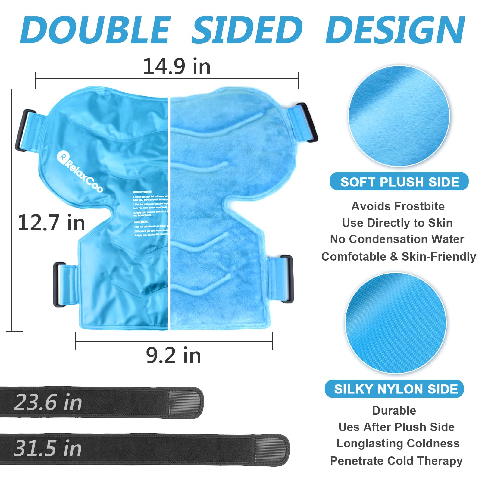 RelaxCoo shoulder cold therapy wrap with adjustable strap system