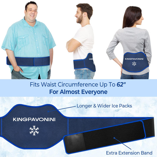 KingPavonini lumbar ice pack with extension strap displayed