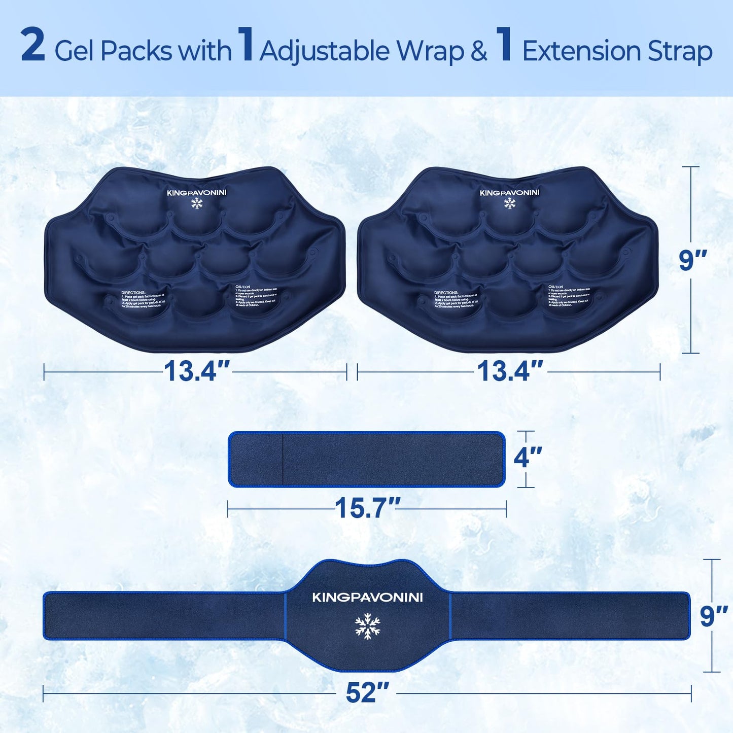 Two reusable gel packs for KingPavonini back wrap