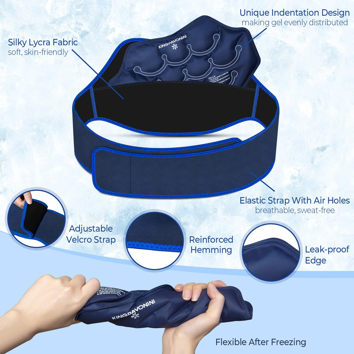 KingPavonini back ice pack showing neoprene belt detail