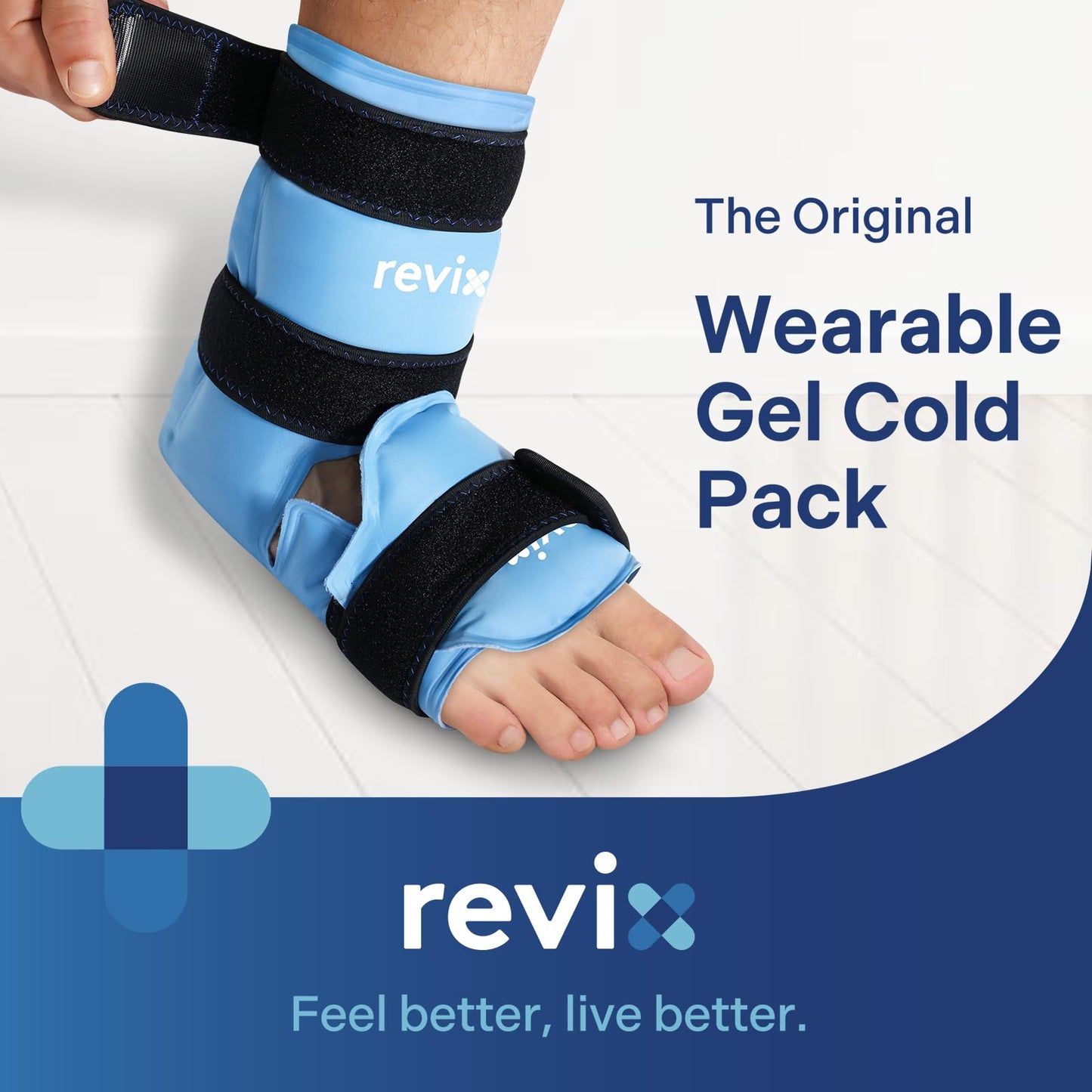 Revix reusable gel ice pack showing dual-sided plush and nylon material