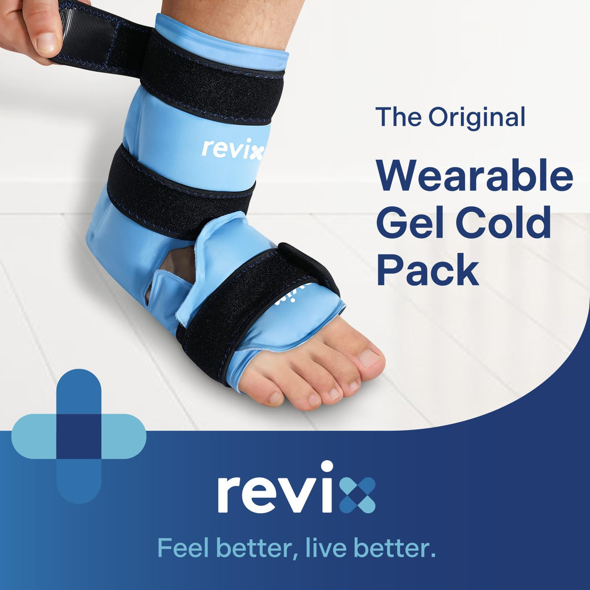 Revix reusable gel ice pack showing dual-sided plush and nylon material