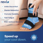 Person wearing Revix ankle ice pack for foot injury recovery