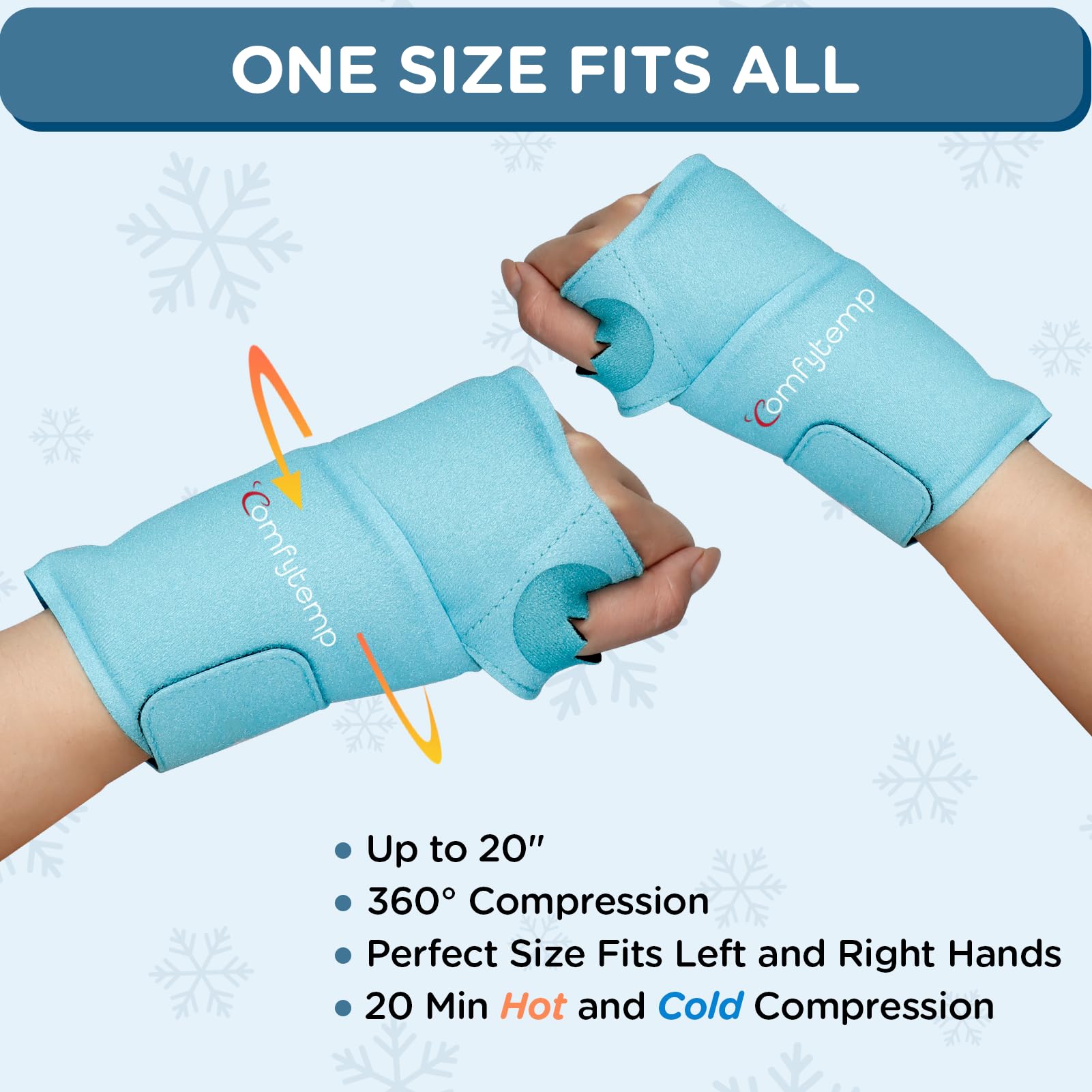 Side view of Comfytemp ergonomic wrist ice pack wrap