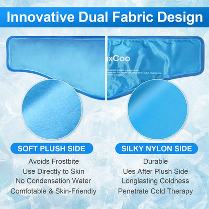 RelaxCoo reusable cold compress wrap on a person
