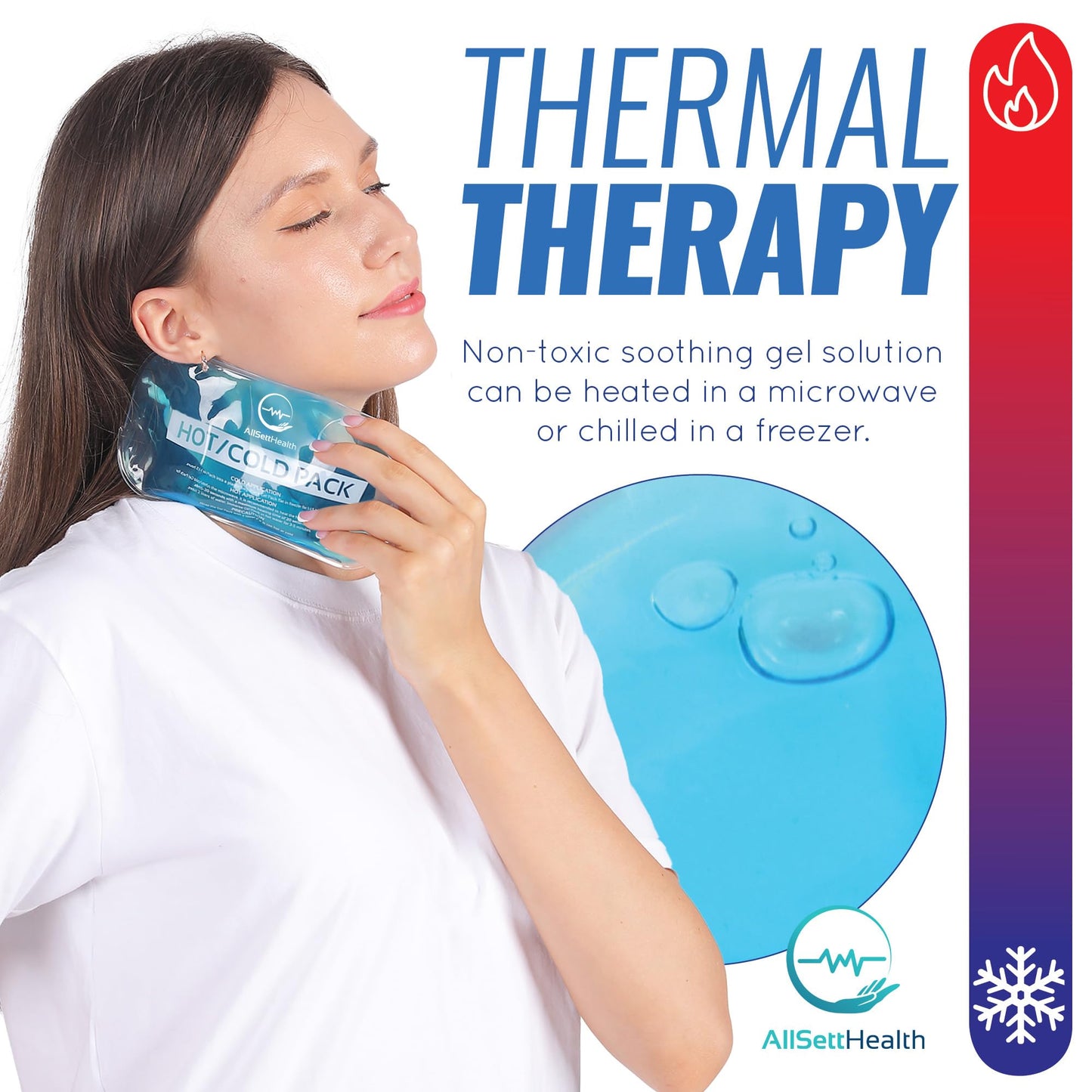 Assorted shapes of AllSett Health hot and cold gel pads