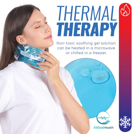 Assorted shapes of AllSett Health hot and cold gel pads