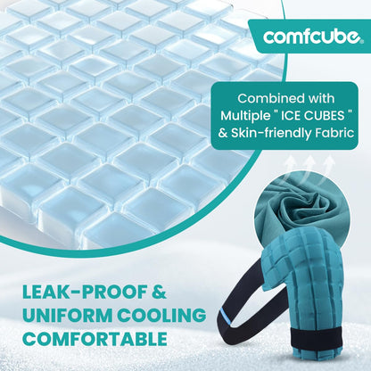 Side view of comfcube cold therapy pack on shoulder