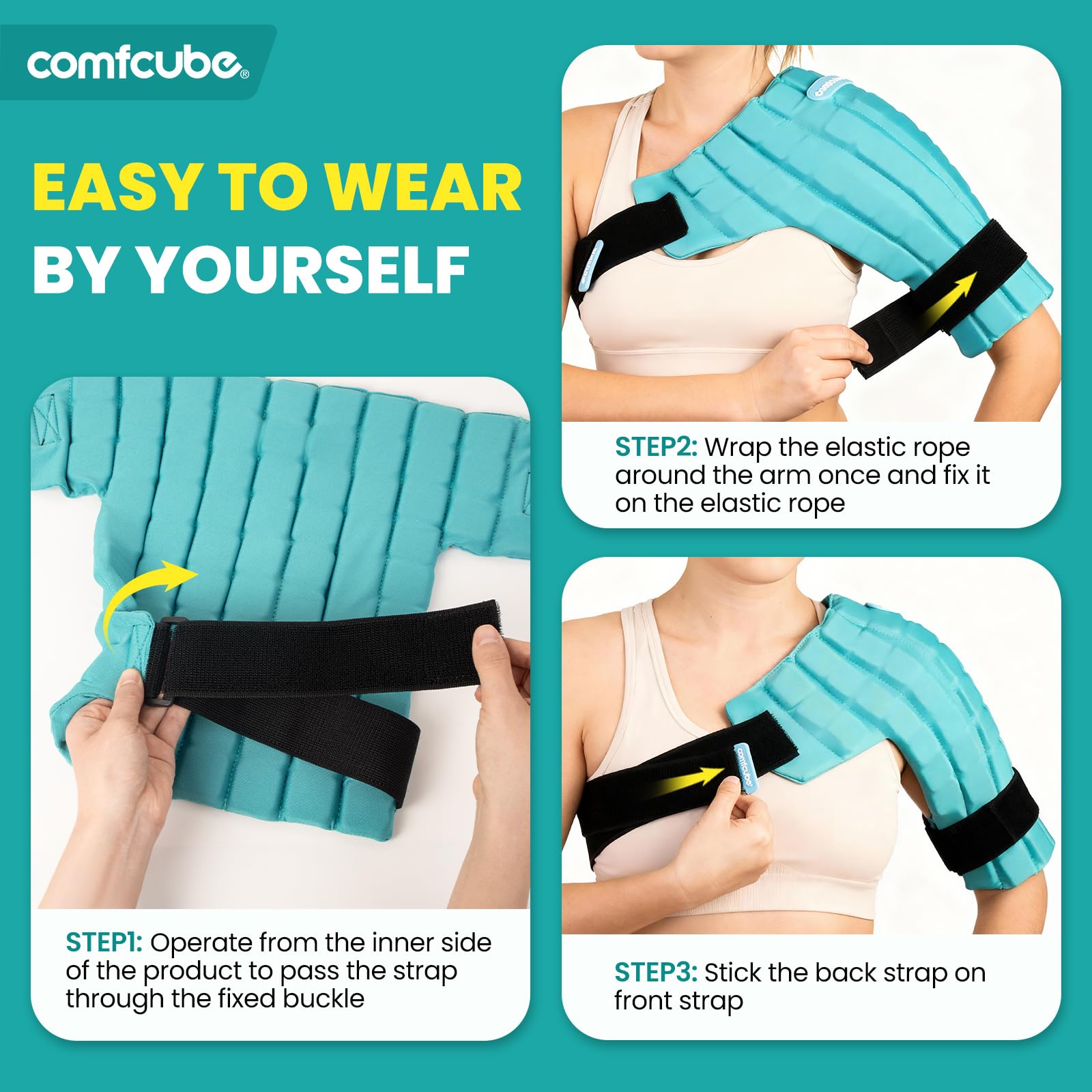 Comfcube ice pack wrap flat view showing interior design