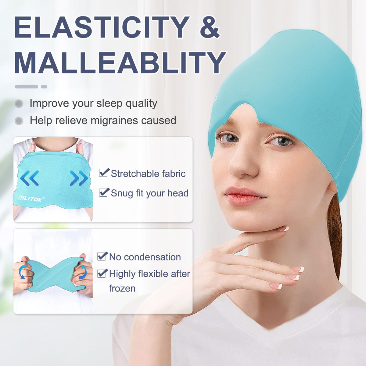 Exquislife hot and cold therapy cap for stress relief