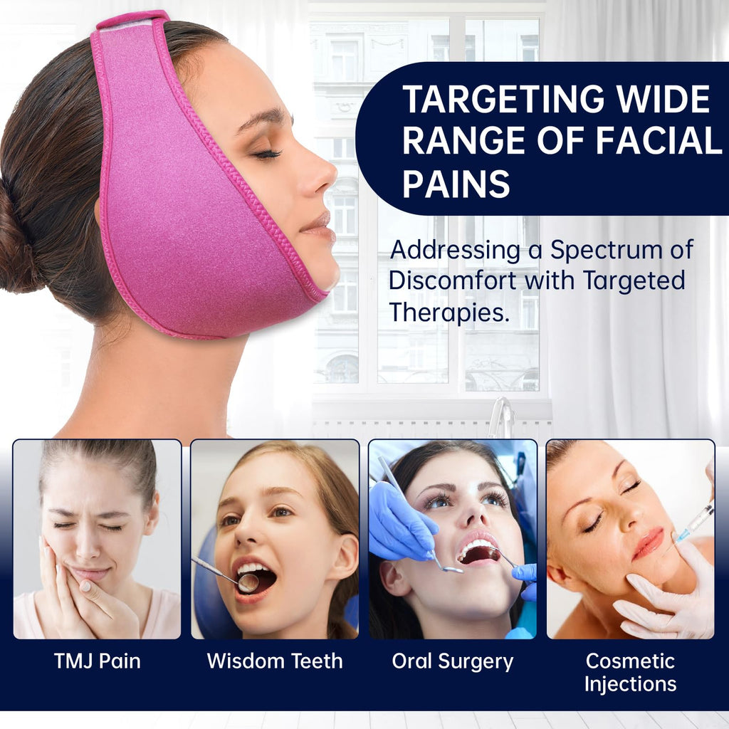 Adjustable jaw ice pack wrap for facial swelling relief