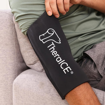 TheraICE Rx flexible ice pack sleeve demonstrating stretchable fit