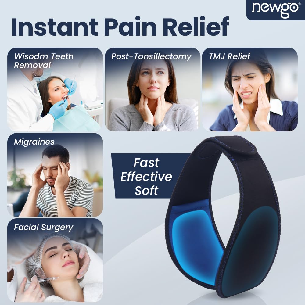 Newgo wisdom teeth recovery ice wrap demonstrating contour fit