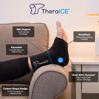 TheraICE cold therapy compression sleeve worn on foot