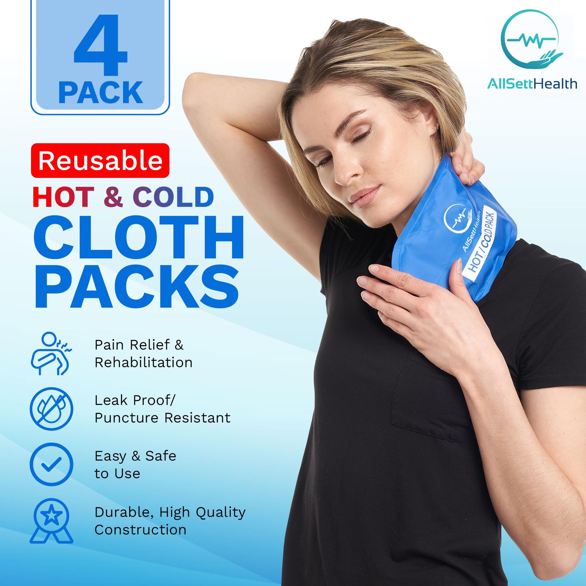 Close up of AllSett Health gel pack flexible texture and seal