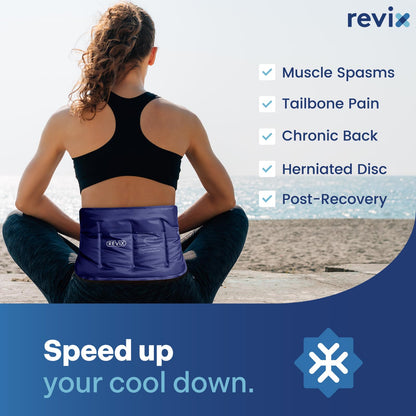 Side view of Revix gel ice pack with adjustable straps