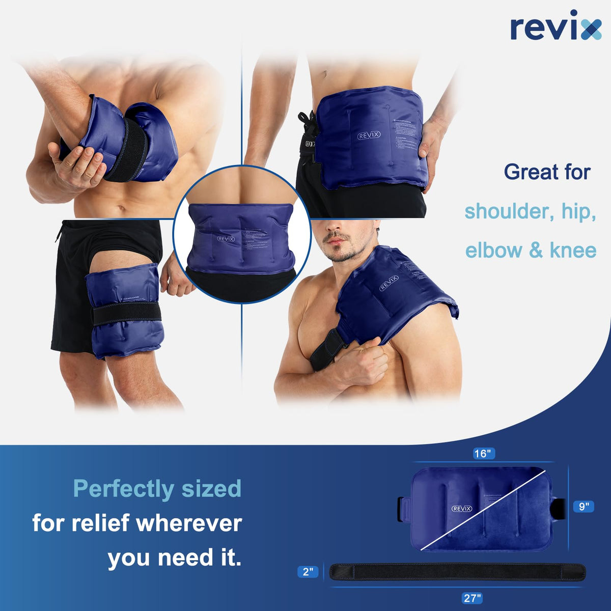Revix cold therapy wrap applied to shoulder area