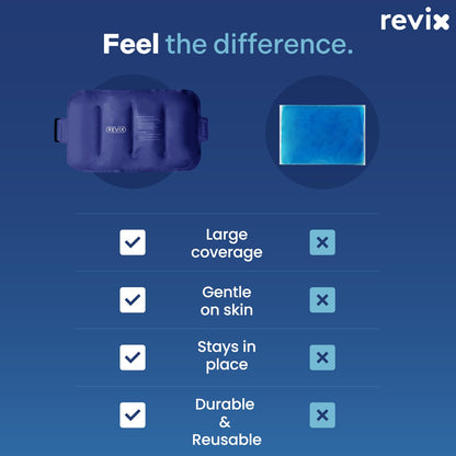 Revix flexible gel ice pack folded to show malleability