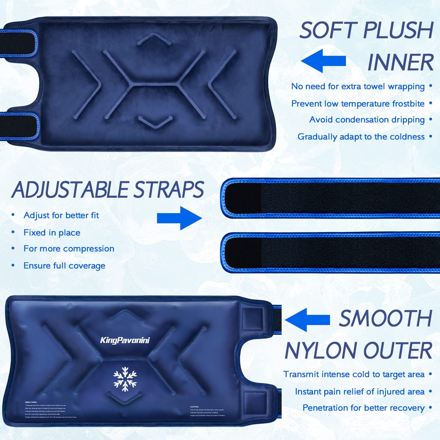 Detailed view of the leakproof nylon hemming on ice wrap