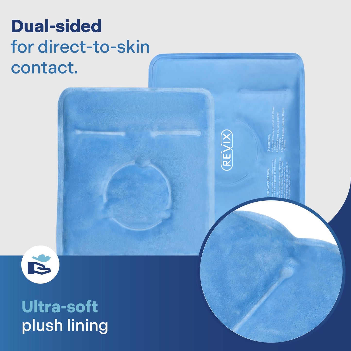 Revix reusable gel pack demonstrating flexibility while frozen