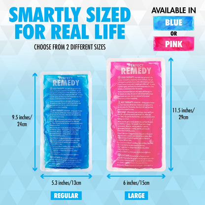 Two blue reusable gel packs stacked for storage