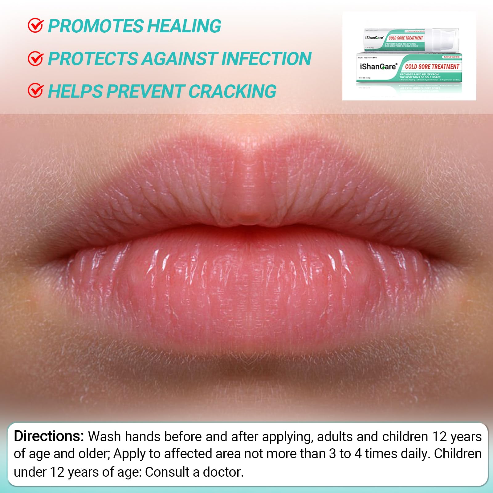 Ishancare non greasy fever blister cream packaging details side view
