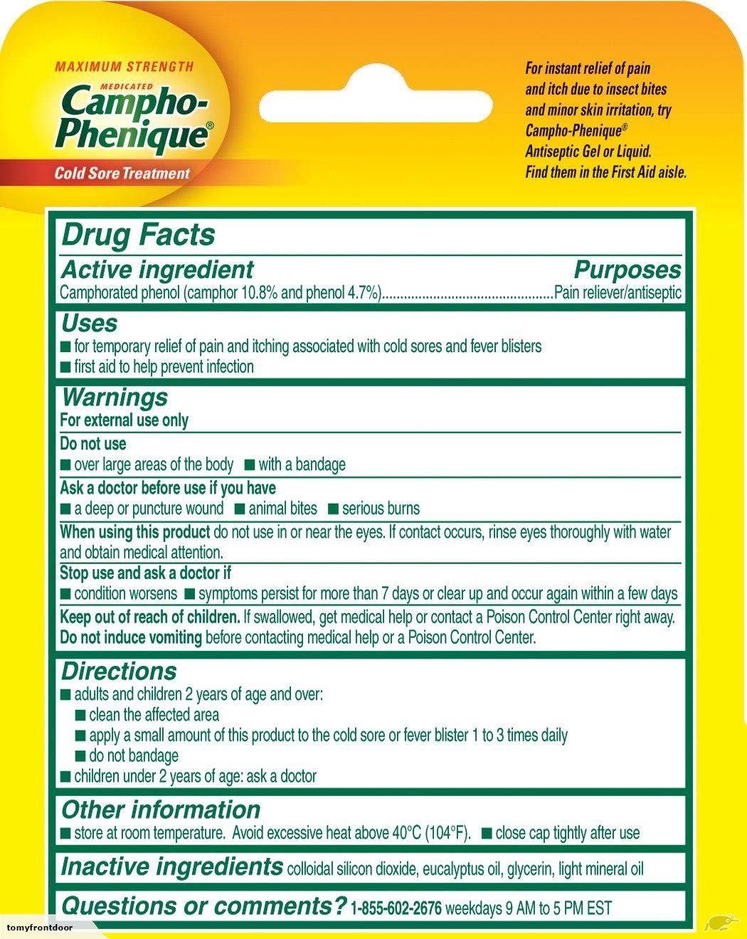 Campho-Phenique maximum strength fever blister medicated gel tube with aloe overview.