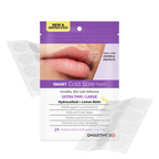 SMARTMED sixty count cold sore protection patches applied discreetly on the lip area.