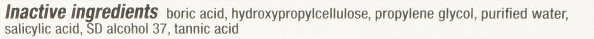 Zilactin clear drying topical anesthetic gel packaging details and usage directions.