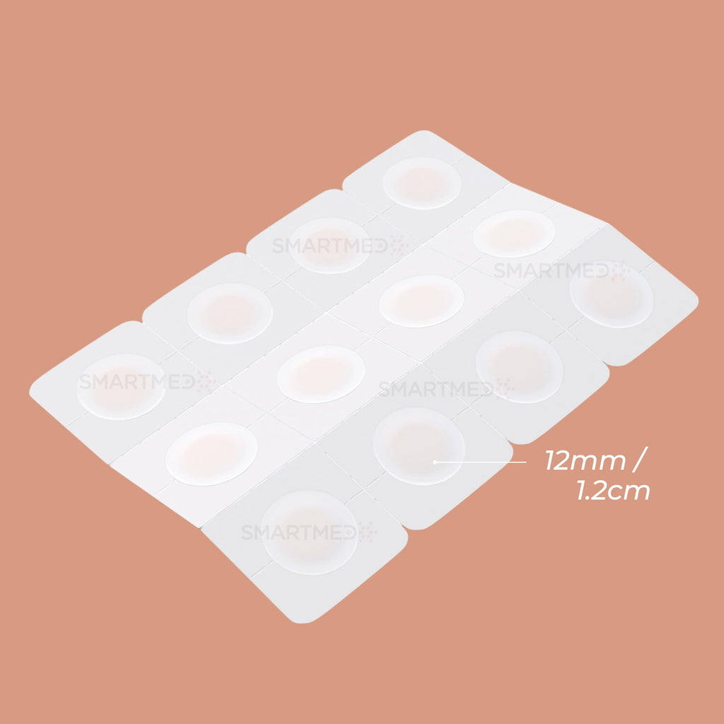 SMARTMED clear non medicated hydrocolloid shields highlighting itching reduction and contamination barrier.