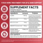 Terramed Just Think Comfort supplement facts panel displaying L-Lysine, Zinc, and Vitamin C dosages.