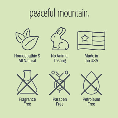 Peaceful Mountain medicated lip care gel ingredients and directions side panel