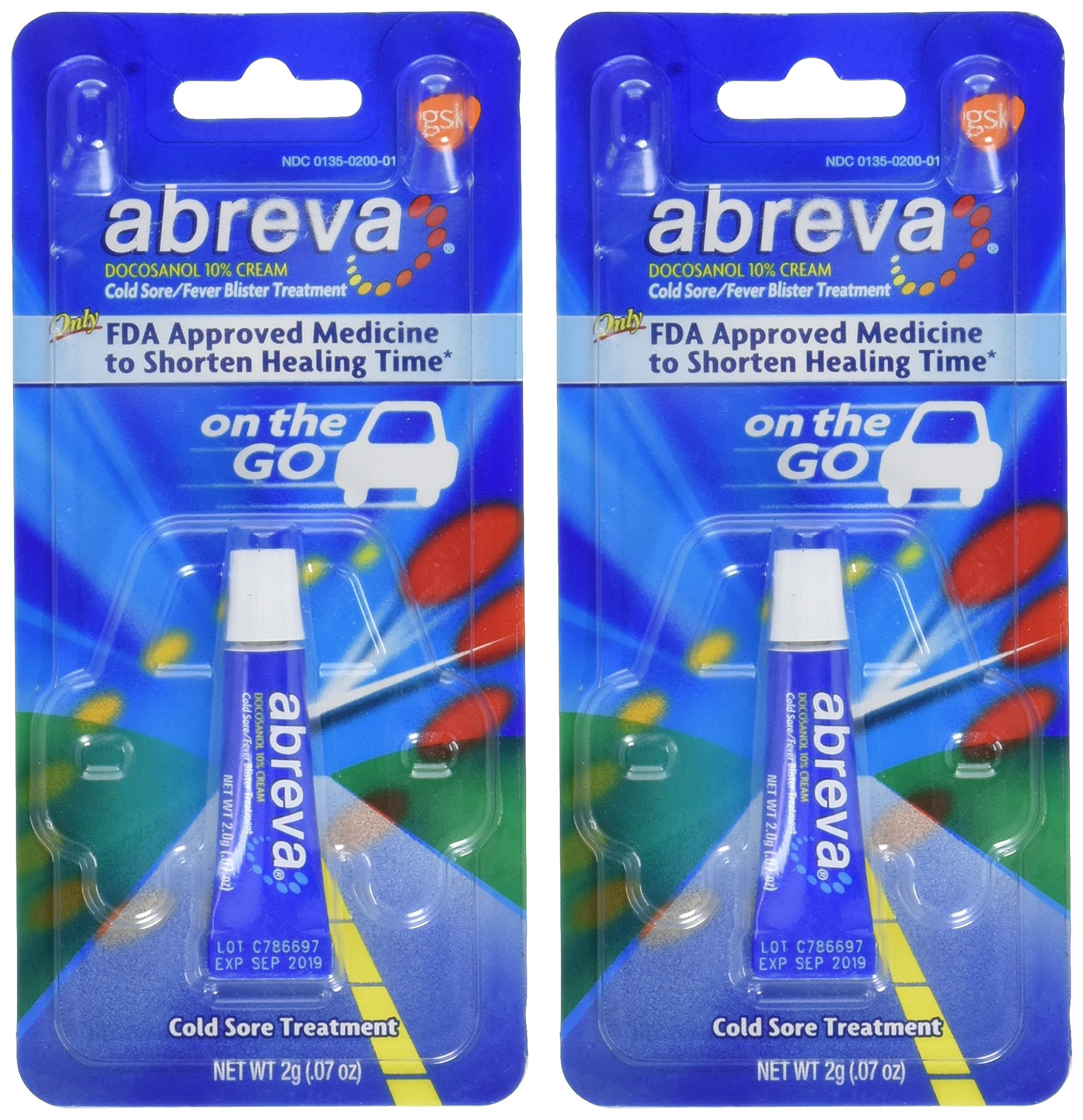 Abreva docosanol ten percent cream tubes for fast fever blister healing