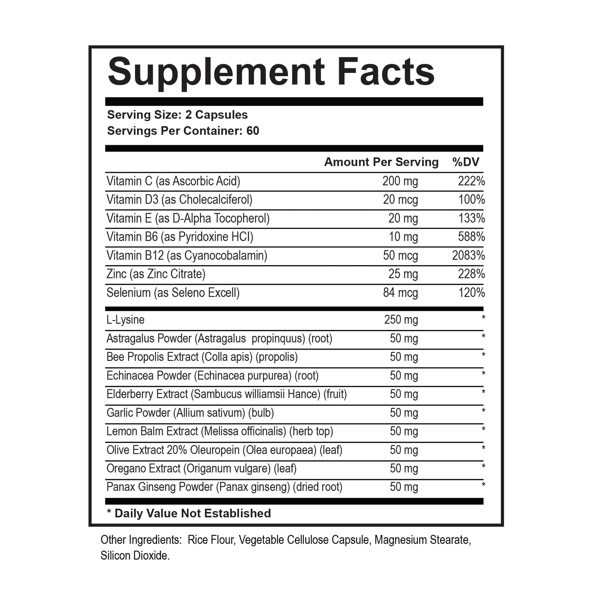 Naturalabs L-Lysine premium imported bottle illustrating the 9-in-1 herbal blend features